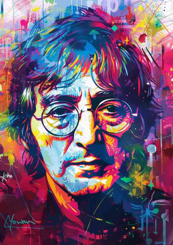 John Lennon in the style of mixed art | Poster