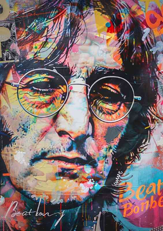 John Lennon mixed colours art | Canvas