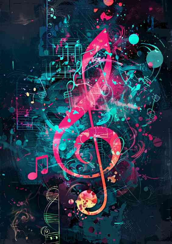 Music notes and colorful background | Canvas