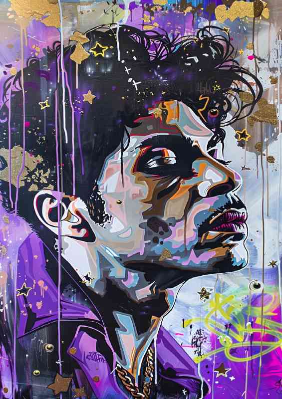 Prince in the style of purple splashed art | Canvas