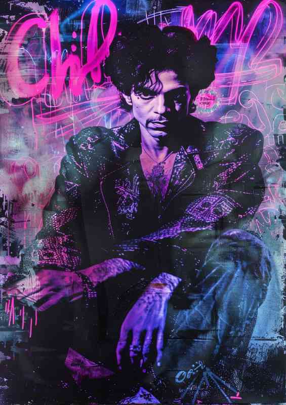 Prince with graffiti purple and pink neon | Poster