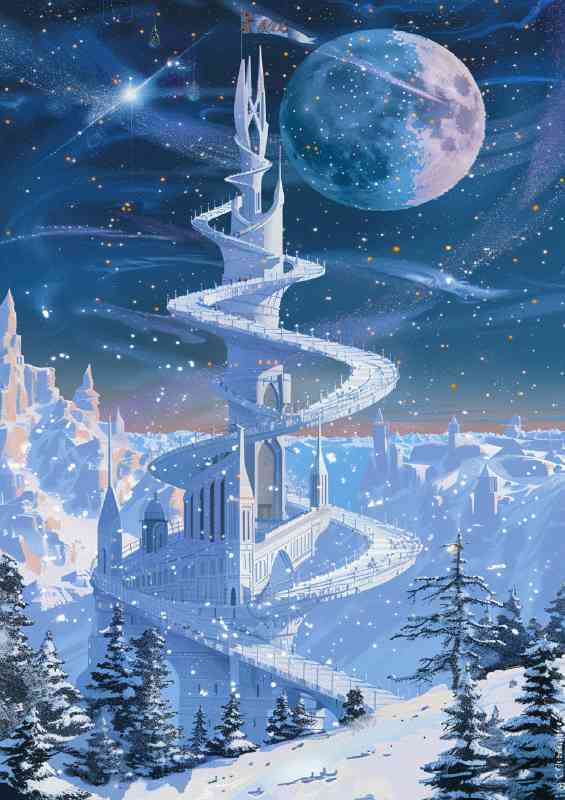 Giant double helix made of white marble spiraling | Canvas