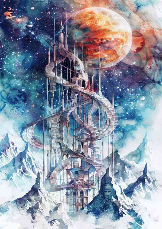 Towering tower with spires wrapped | Metal Poster