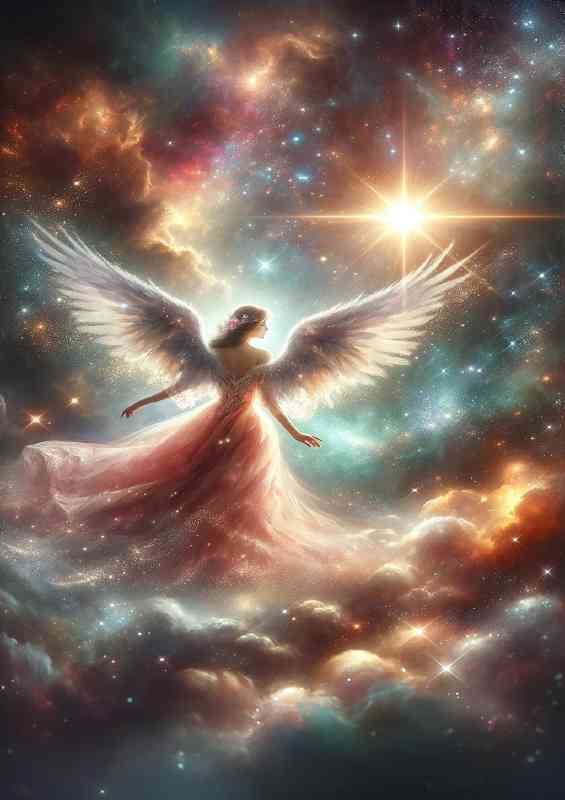 Angel the cosmos her dress and wings infused with stardust | Canvas