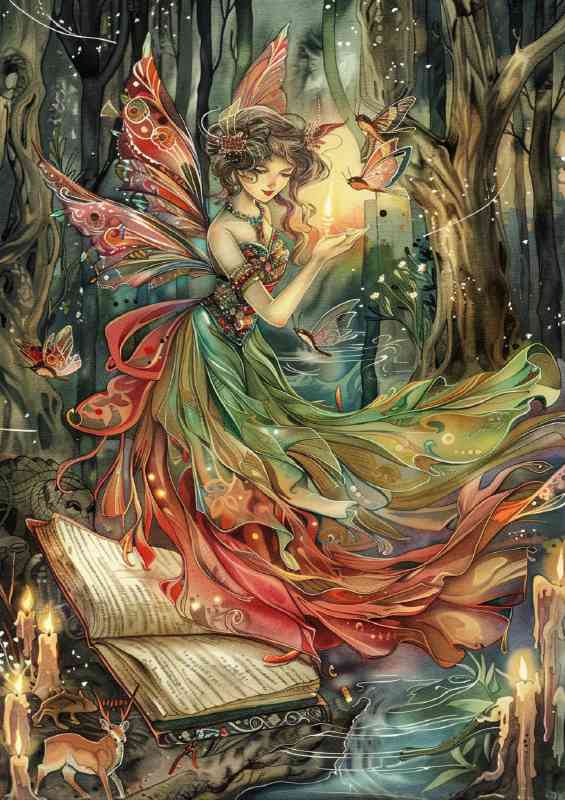 Beautiful Fairy emerging from an open book | Metal Poster