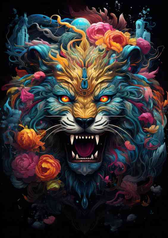Big Fantasy Cat mythical head | Metal Poster