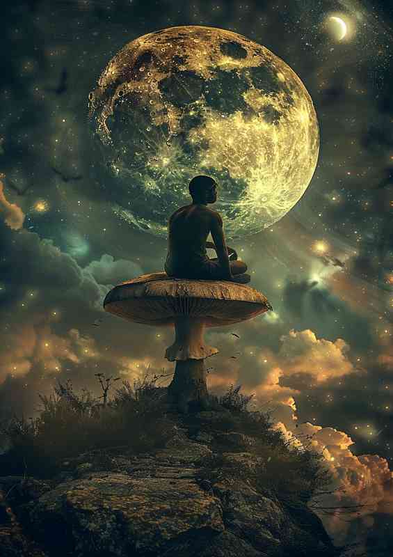 A man sitting on a mushroom | Poster