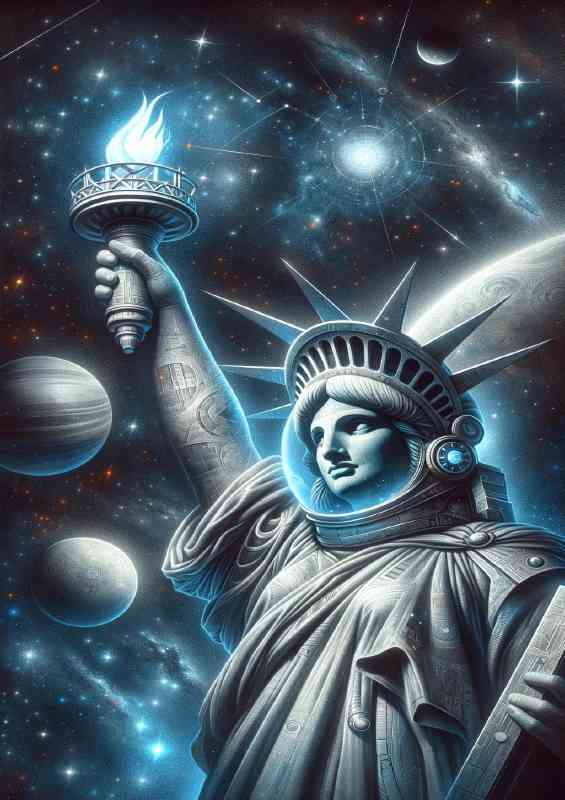 A surreal interpretation of the Statue of Liberty as in space | Poster