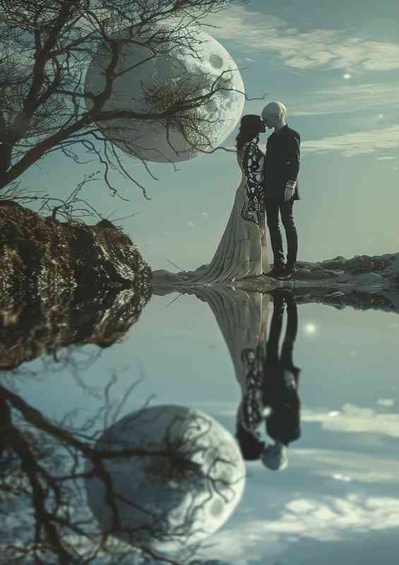 Alien couple endless planet reflection | Poster