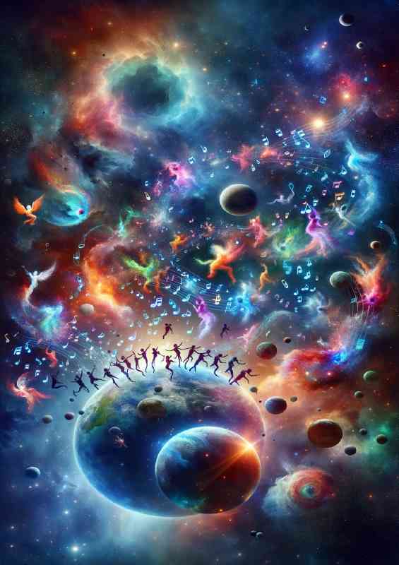 Celestial beings dancing in the void of space | Canvas