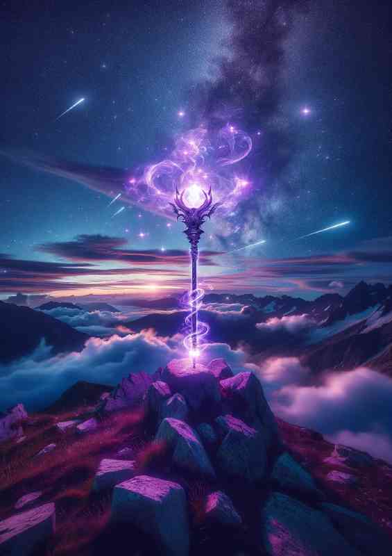 Magical staff radiating with glowing purple energy | Di-Bond