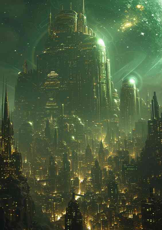 Sifi style another planet jade green | Canvas