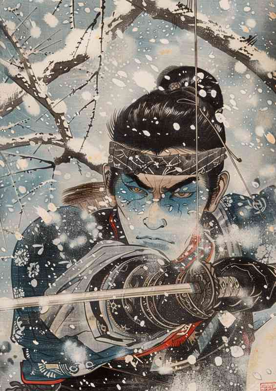 A Japanese an epic samurai in winter time | Canvas