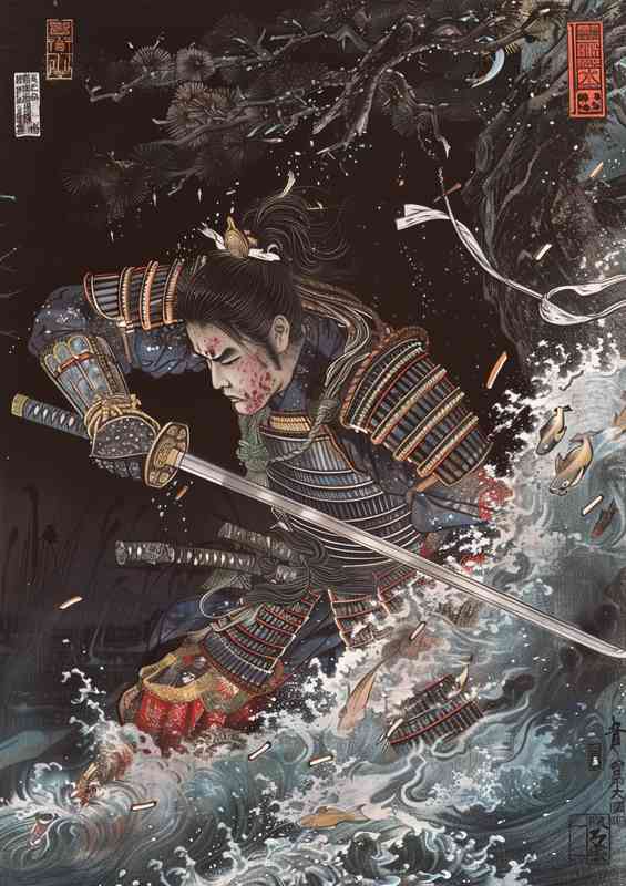 A Japanese an_ancient samurai going into battle | Canvas