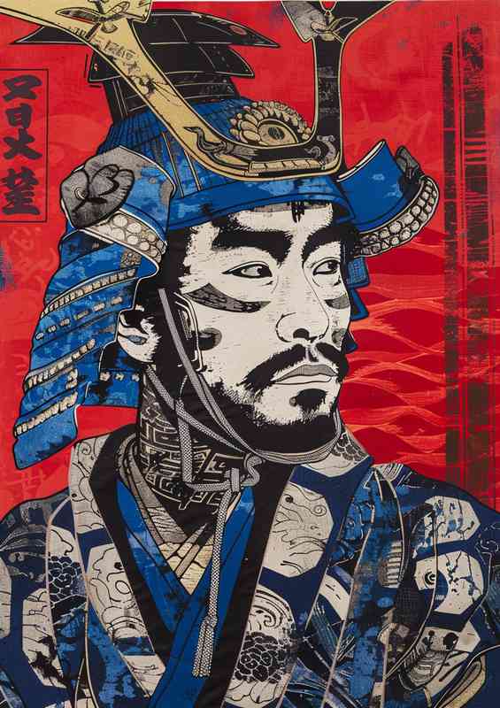 Actor in the woodblock style with blue | Canvas