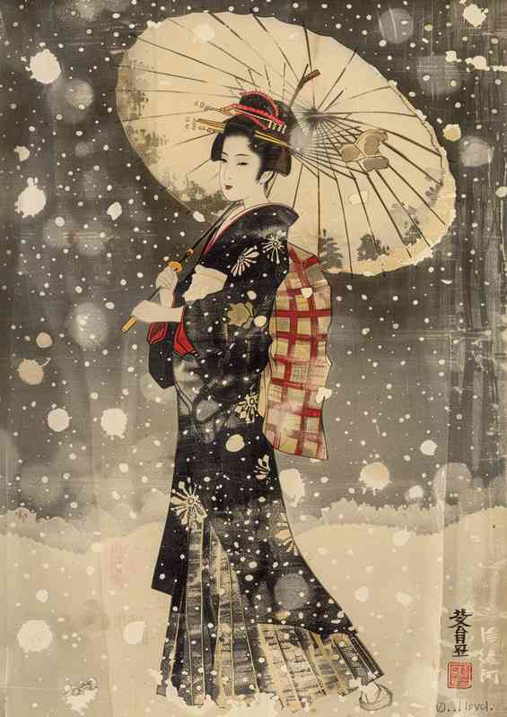 Japanese elegant woman in traditional wear | Canvas