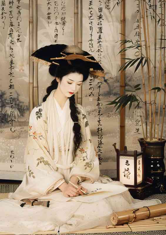 Japanese woman painting | Di-Bond