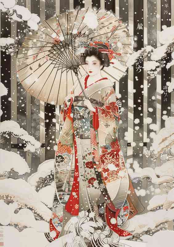 Japanese woman with umberella | Canvas