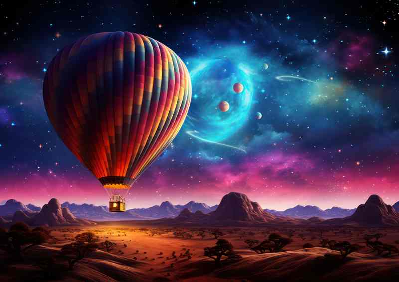 celestrial sky with hot air ballon | Poster