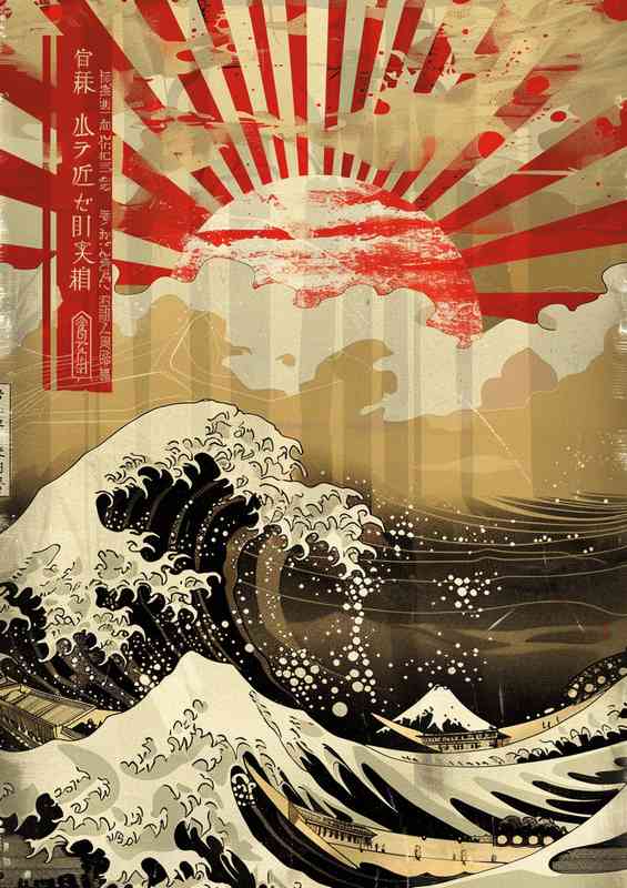 Old japanese style waves poster | Di-Bond