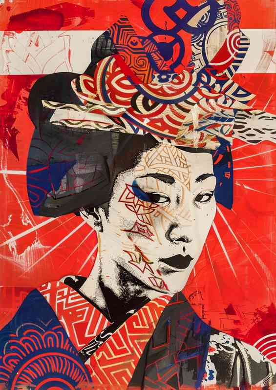 Wood block lady art | Canvas