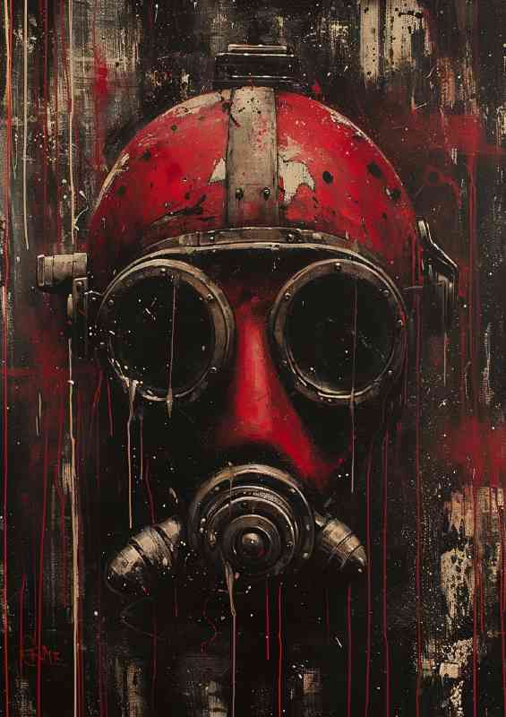 A red diving helmet | Poster