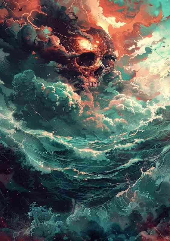 A skull between cloud and the sea | Poster