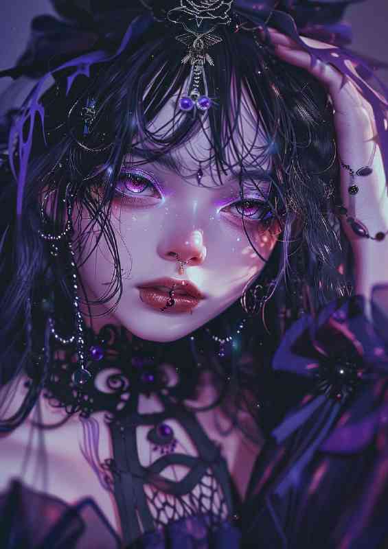 Black hair goth girl | Canvas