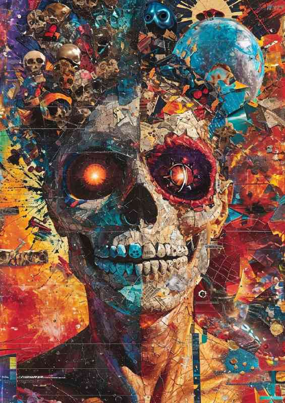 Collage with different items skull | Poster