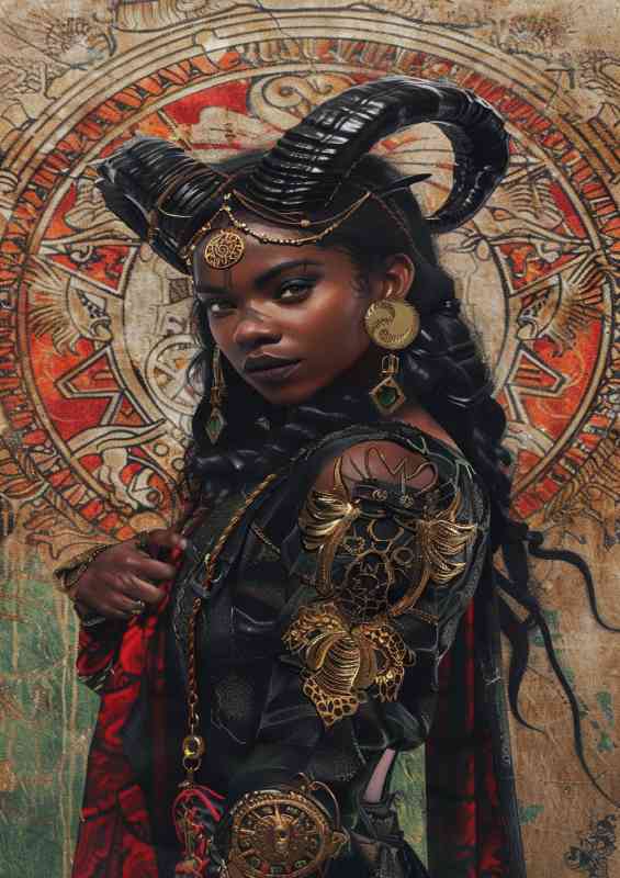 Lady with the horned head | Metal Poster
