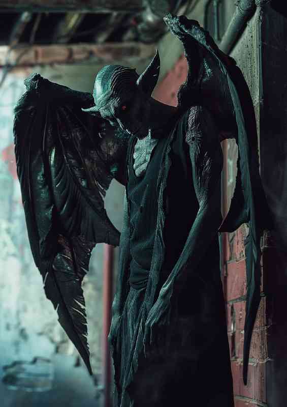 Occult devil with big wings and claws in the alley | Canvas