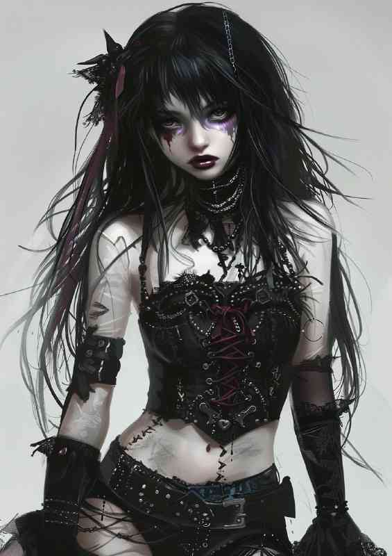 Shinny girl with purple makeup and black hair | Poster