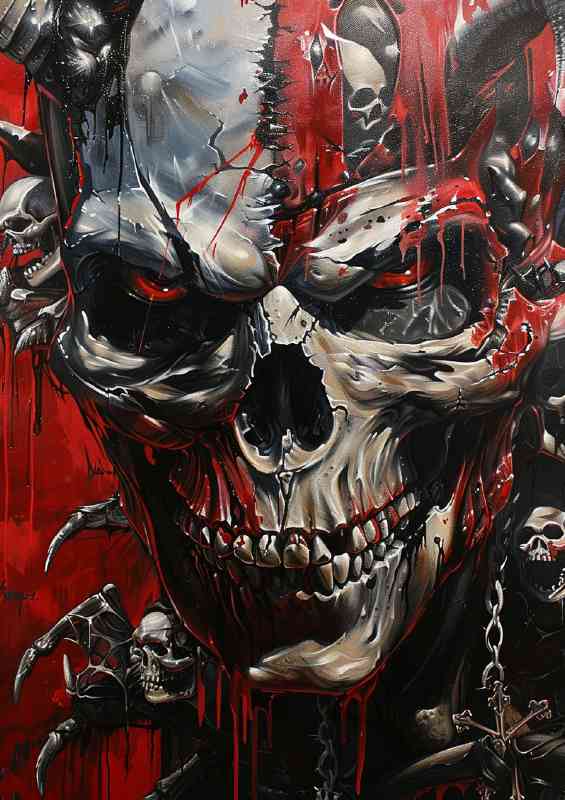 Skeleton covered in black paint | Poster