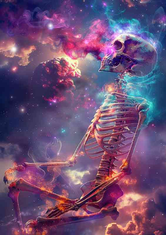 Skeleton in space with neon colours | Di-Bond