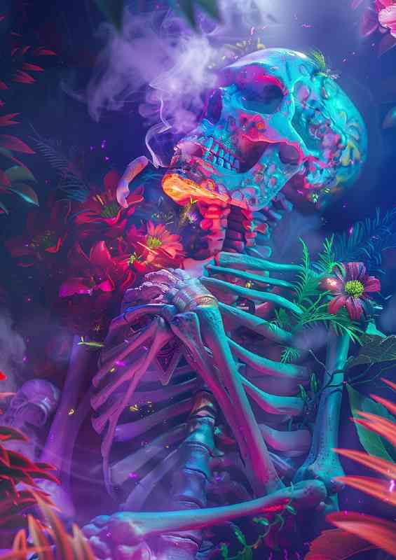 Skelleton in a psychedelic colours | Canvas