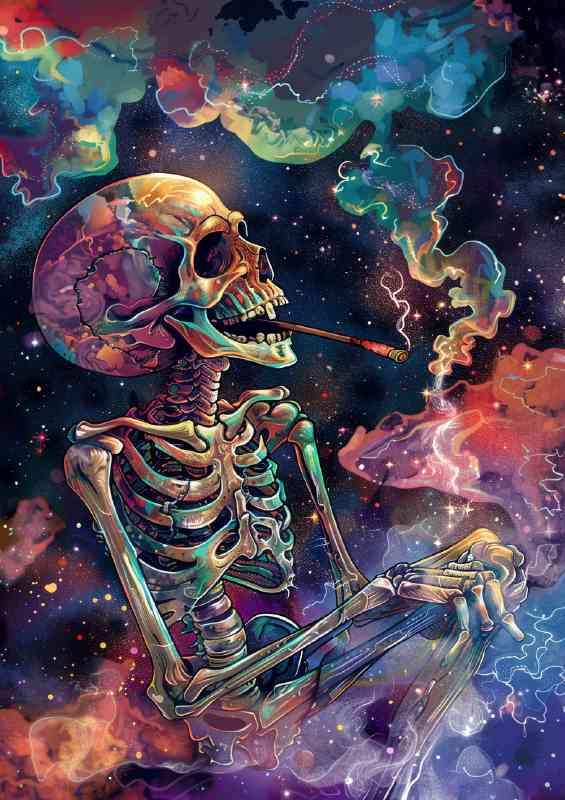Skelleton in space just chillin | Canvas