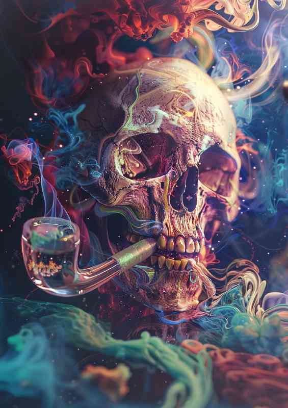 Skull head with somke around it | Metal Poster