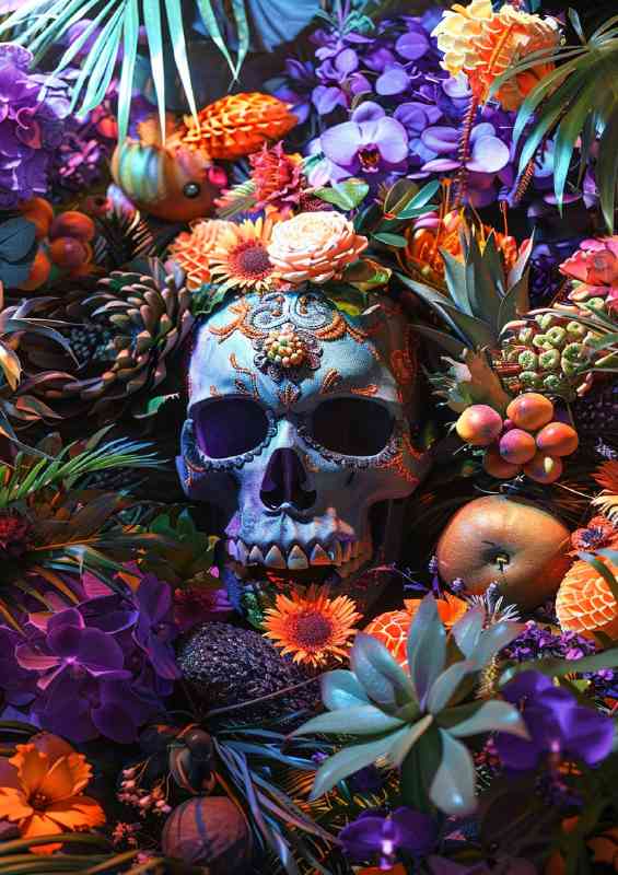 Skull in a jungle with plants | Di-Bond