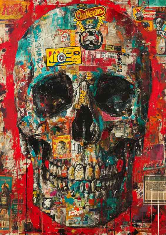 Skull made with various items | Metal Poster