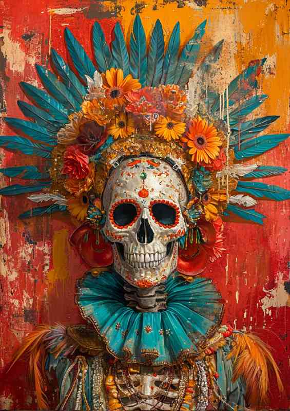 Skull with flowers | Di-Bond