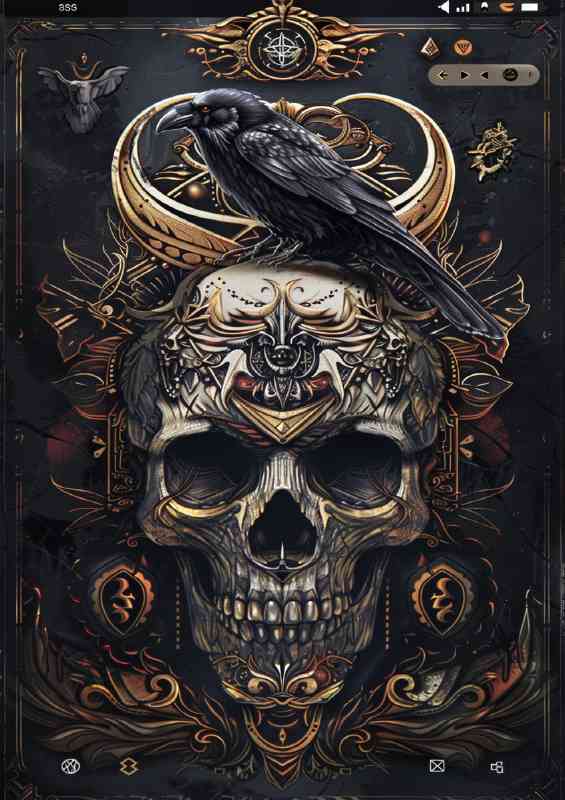 Skull with raven on its head | Poster