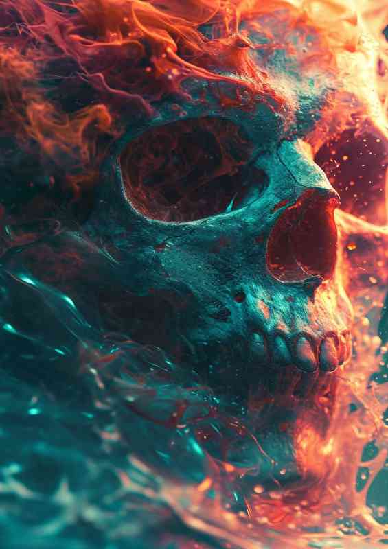 Skull with space matter | Metal Poster