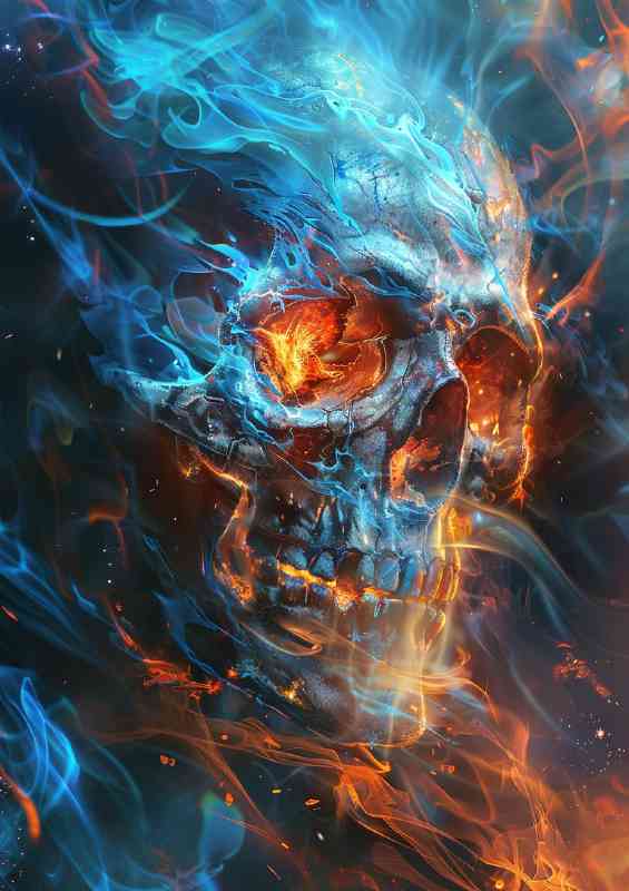 The Orange and blue skull | Poster