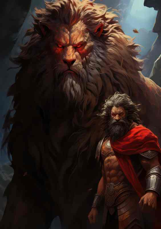 Lion and Zeus King of the Greek Gods and Ruler | Canvas