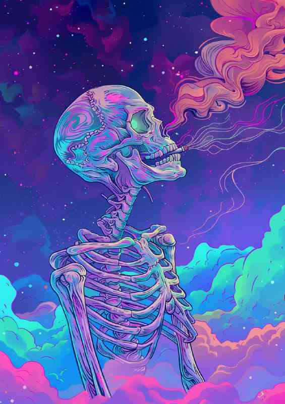 skeleton in space with vibrant colours | Di-Bond