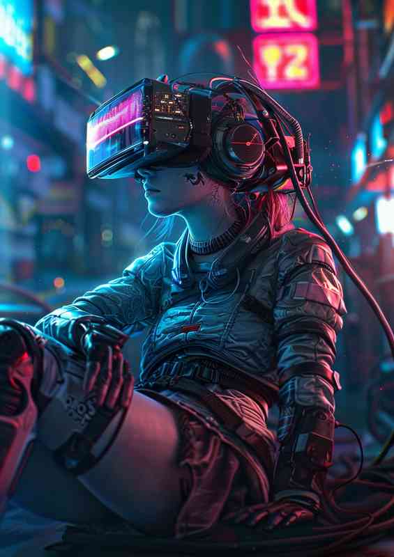 Cybersploitation in the style of cyberpunk dystopia | Metal Poster