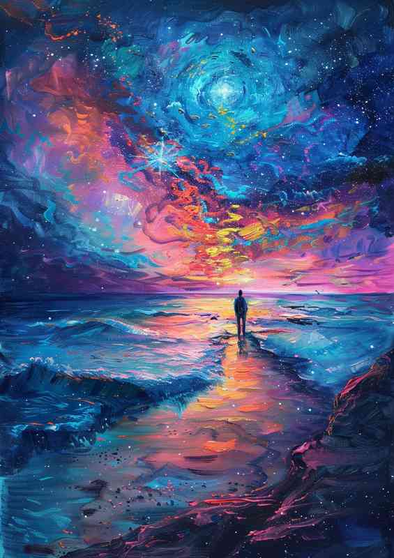 Person painting the night star by person | Poster