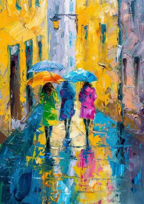 Ladys walking on a rainy day | Di-Bond