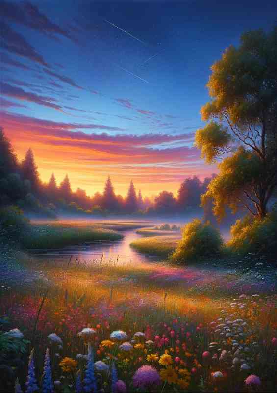 The meadow is filled with wildflowers | Canvas
