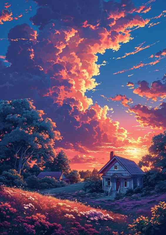 The painted house on the hill | Metal Poster